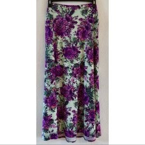 Lularoe Green & Purple Floral Maxi Skirt XL